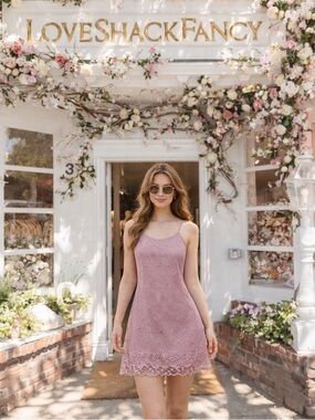VTG 90s coquette lingerie slip dress chemise Embroidered Lace Mesh overlay S